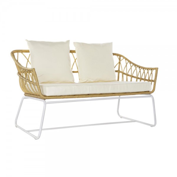 Καναπές κήπου DKD Home Decor Λευκό Μέταλλο συνθετικό ρατάν (132 x 58 x 80 cm)