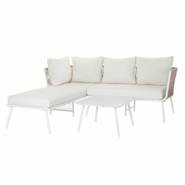 Καναπές κήπου DKD Home Decor Μπεζ πολυεστέρας Σχοινί Αλουμίνιο (196 x 75 x 68,5 cm)  