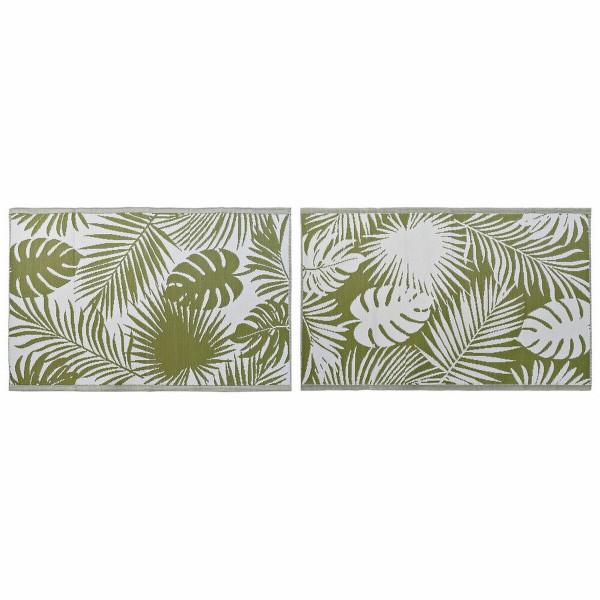 Χαλί DKD Home Decor Πράσινο Φοίνικες Λευκό (x2) (120 x 180 cm)