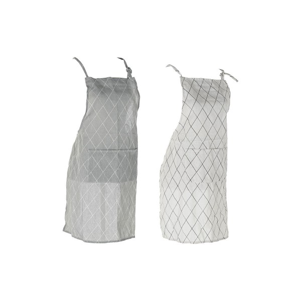 Ποδιά DKD Home Decor Γκρι πολυεστέρας βαμβάκι Λευκό (70 x 0,5 x 80 cm) (x2)