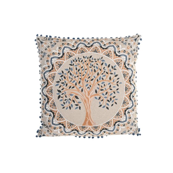 Μαξιλάρι DKD Home Decor Δέντρο Μπλε πολυεστέρας βαμβάκι Αλουμίνιο Κίτρινο Ανοιχτό καφέ (60 x 20 x 60 cm)