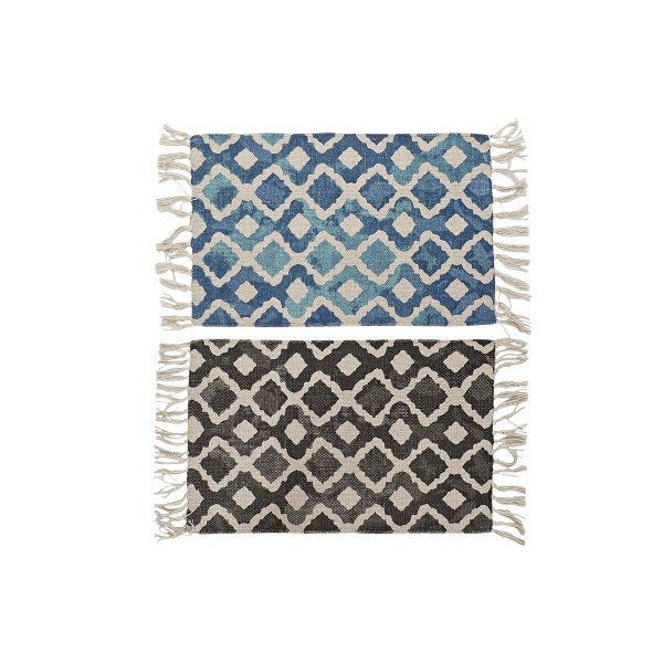 Χαλάκι μπάνιου DKD Home Decor Γκρι Μπλε βαμβάκι (x2) (60 x 40 x 1 cm)