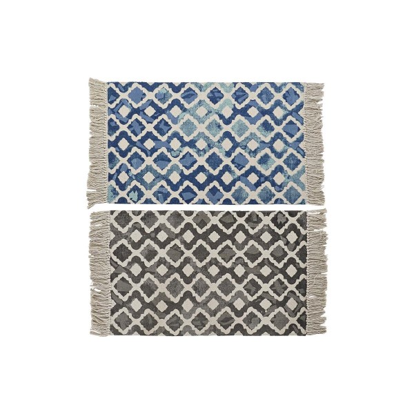 Χαλάκι μπάνιου DKD Home Decor Γκρι Μπλε βαμβάκι (80 x 50 x 0,5 cm) (x2)
