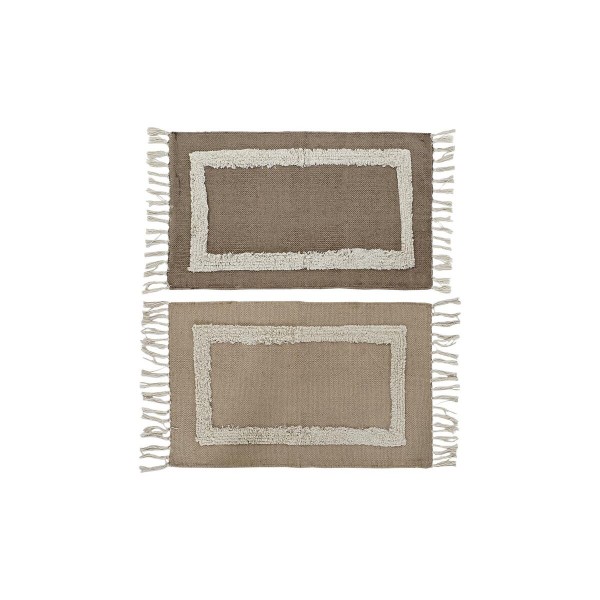 Χαλάκι μπάνιου DKD Home Decor Μπεζ Καφέ βαμβάκι (60 x 40 x 2 cm) (x2)