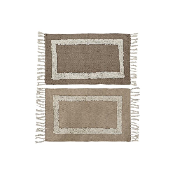 Χαλάκι μπάνιου DKD Home Decor Μπεζ Καφέ βαμβάκι (80 x 50 x 2 cm) (x2)