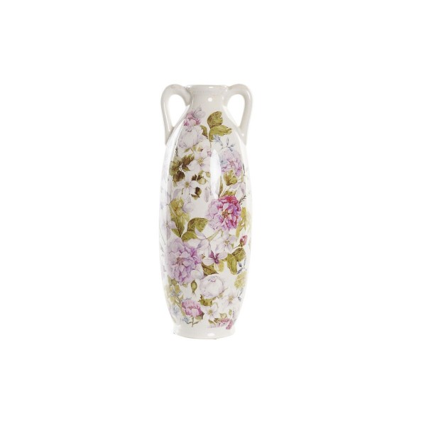 Βάζο DKD Home Decor Λευκό Πράσινο Μπορντό Πήλινα Shabby Chic (13 x 13 x 35 cm)