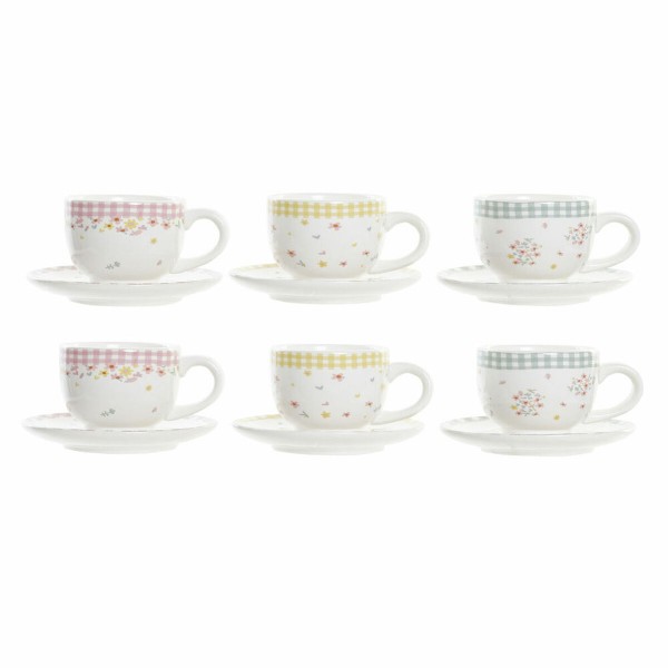 Σετ Κούπες Καφέ DKD Home Decor Κόκκινο Πράσινο Κίτρινο Dolomite (180 ml)