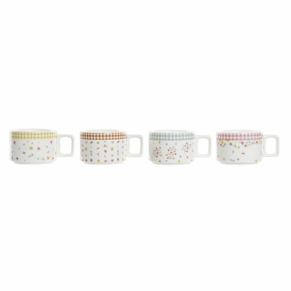Σετ Κούπες Καφέ DKD Home Decor Κόκκινο Καφέ Πράσινο Κίτρινο Dolomite (260 ml)