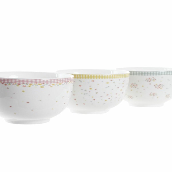 Μπολ DKD Home Decor Vichy Κόκκινο Πράσινο Κίτρινο Dolomite (15 x 15 x 8 cm) (3 Μονάδες)