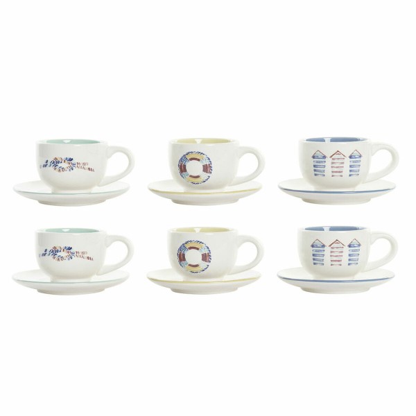 Σετ Κούπες Καφέ DKD Home Decor Πολύχρωμο Dolomite (180 ml)