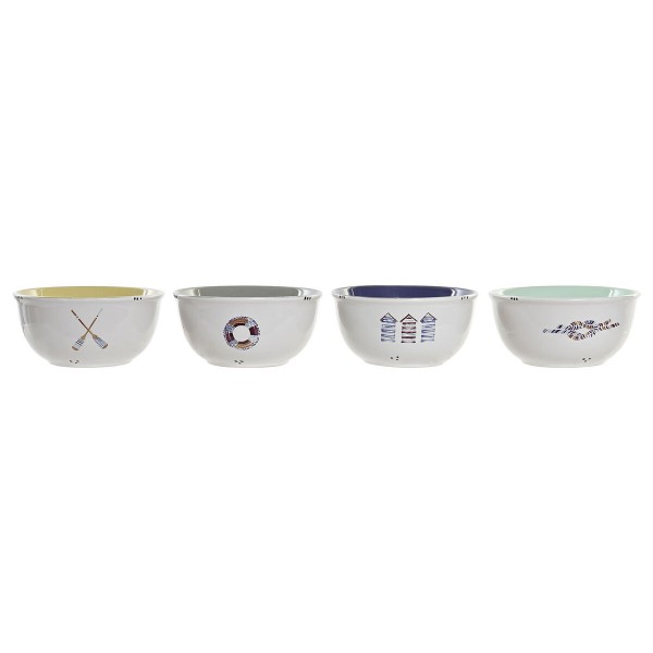 Μπολ DKD Home Decor Μεσογείακός Πήλινα (14 x 14 x 6,5 cm) (4 Μονάδες)
