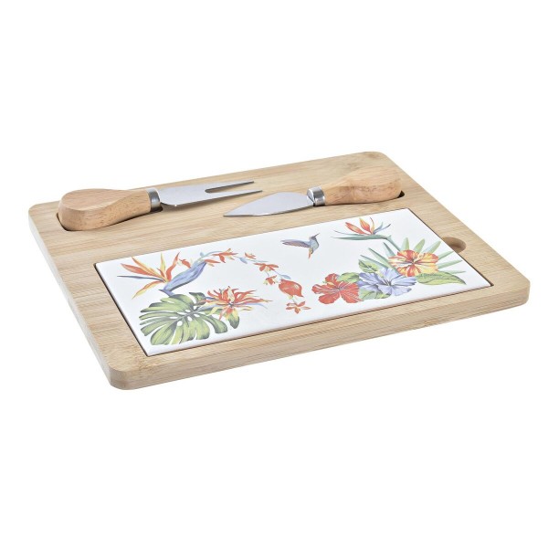 Επιφάνεια Τυριών DKD Home Decor Πολύχρωμο Διακοσμητική κανάτα Πήλινα Τροπικό (24,5 x 20 x 1,2 cm) (4 Τεμάχια)