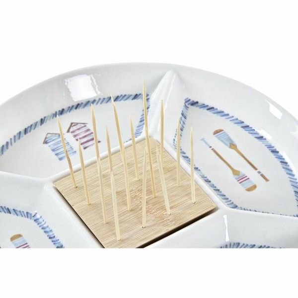 Δίσκος για σνακ DKD Home Decor Φυσικό Μπλε Διακοσμητική κανάτα Πήλινα (23,5 x 23,5 x 7 cm)