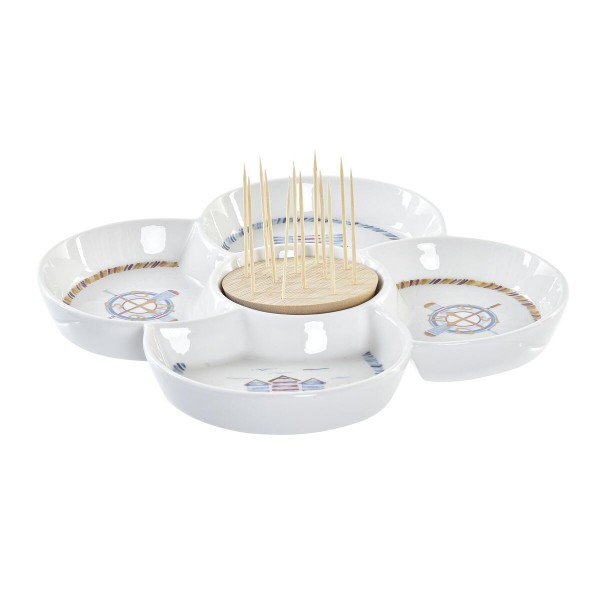 Δίσκος για σνακ DKD Home Decor Φυσικό Μπλε Διακοσμητική κανάτα Πήλινα (25 x 25 x 10 cm)
