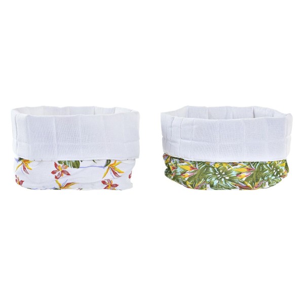 Θήκη για Χαρτοπετσέτες DKD Home Decor Τροπικό βαμβάκι (16 x 16 x 10 cm) (x2)