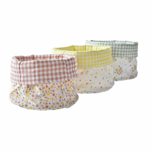 Θήκη για Χαρτοπετσέτες DKD Home Decor Blomster βαμβάκι (16 x 16 x 11 cm) (3 Μονάδες)