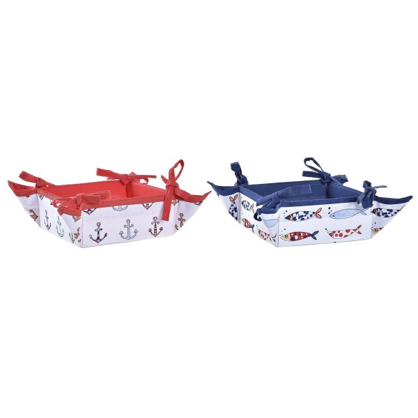 Θήκη για Χαρτοπετσέτες DKD Home Decor Navy βαμβάκι (16 x 16 x 10 cm) (x2)