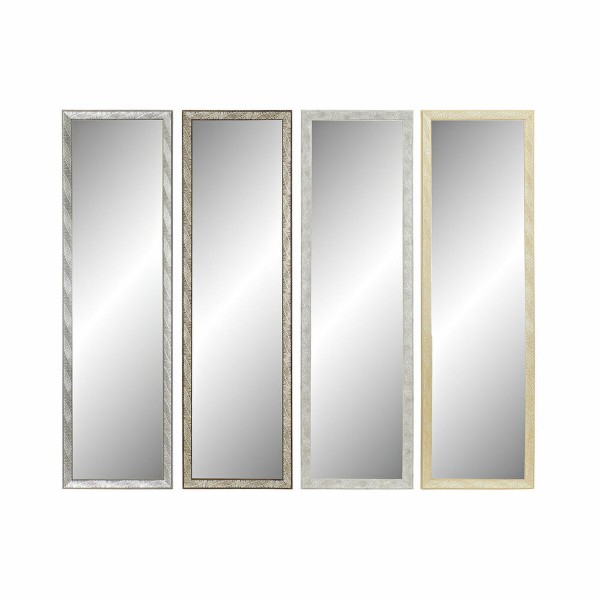 Τοίχο καθρέφτη DKD Home Decor Κρυστάλλινο Φυσικό Γκρι Καφέ Σκούρο γκρίζο PS 4 Μονάδες Φύλλο φυτού (35 x 2 x 125 cm)