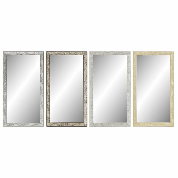 Τοίχο καθρέφτη DKD Home Decor Κρυστάλλινο Φυσικό Γκρι Καφέ Λευκό PS 4 Μονάδες Φύλλο φυτού (36 x 2 x 66 cm)