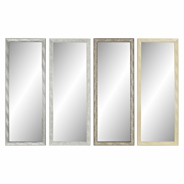 Τοίχο καθρέφτη DKD Home Decor Κρυστάλλινο Φυσικό Γκρι Καφέ Λευκό PS 4 Μονάδες Φύλλο φυτού (36 x 2 x 95,5 cm)