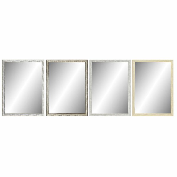 Τοίχο καθρέφτη DKD Home Decor Κρυστάλλινο Φυσικό Γκρι Καφέ Σκούρο γκρίζο PS 4 Μονάδες Φύλλο φυτού (56 x 2 x 76 cm)