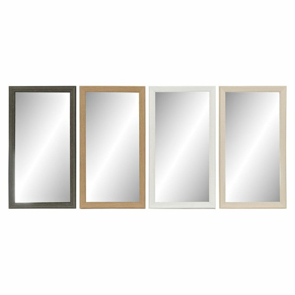 Τοίχο καθρέφτη DKD Home Decor Κρυστάλλινο Φυσικό Καφέ Λευκό Σκούρο γκρίζο PS 4 Μονάδες (36 x 2 x 66 cm)