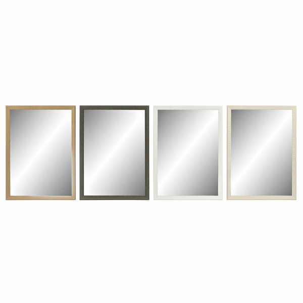 Τοίχο καθρέφτη DKD Home Decor Κρυστάλλινο Φυσικό Γκρι Καφέ Λευκό PS 4 Μονάδες (56 x 2 x 76 cm)