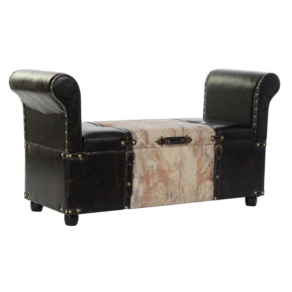 Σκαμπό DKD Home Decor   Κόκκινο Μαύρο Μπεζ Καφέ PU Ξύλο MDF (113 x 40 x 61 cm)