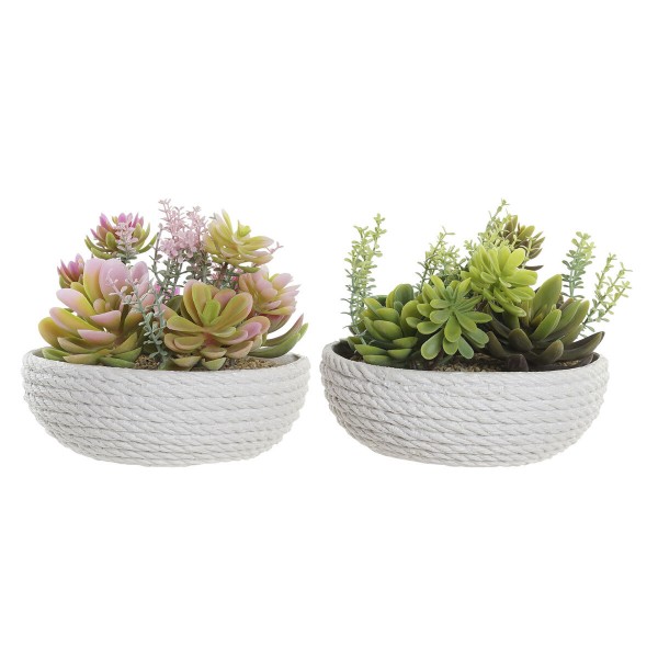 Διακοσμητικό Φυτό DKD Home Decor Ροζ Λευκό Πράσινο EVA PE (17 x 17 x 14 cm) (x2)