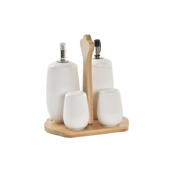Λαδιέρα DKD Home Decor Ξυδιέρα Φυσικό Πορσελάνη Λευκό Διακοσμητική κανάτα (17 x 12,5 x 18 cm) (5 pcs)
