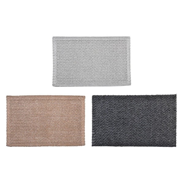 Σουπλά DKD Home Decor Μαύρο Γκρι Καφέ λινό (45 x 30 x 0,1 cm) (3 Μονάδες)