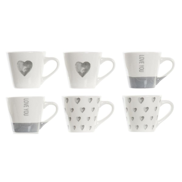 Σετ Κούπες Καφέ DKD Home Decor Γκρι Πορσελάνη Bone China (90 ml)