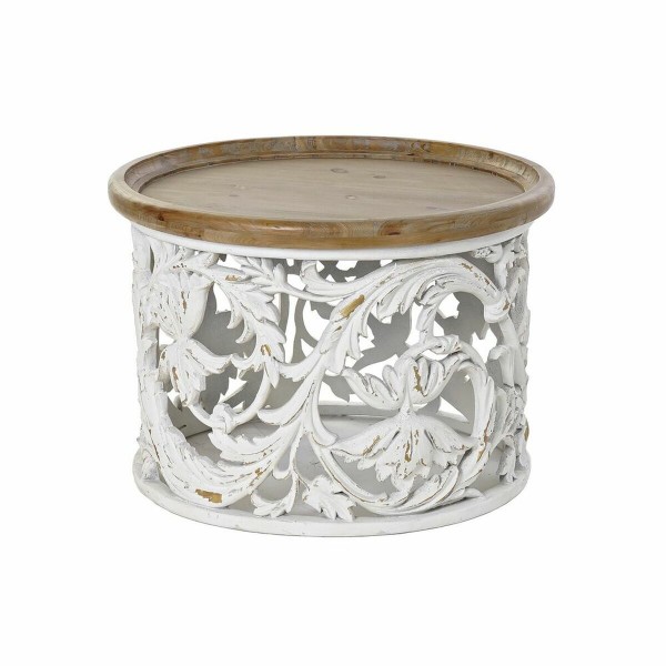 Βοηθητικό Τραπέζι DKD Home Decor Έλατο Φυσικό MDF Λευκό Ανατολικó (63 x 63 x 45 cm)