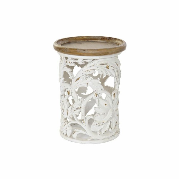 Βοηθητικό Τραπέζι DKD Home Decor Έλατο Φυσικό MDF Λευκό Ανατολικó (43 x 43 x 57 cm)
