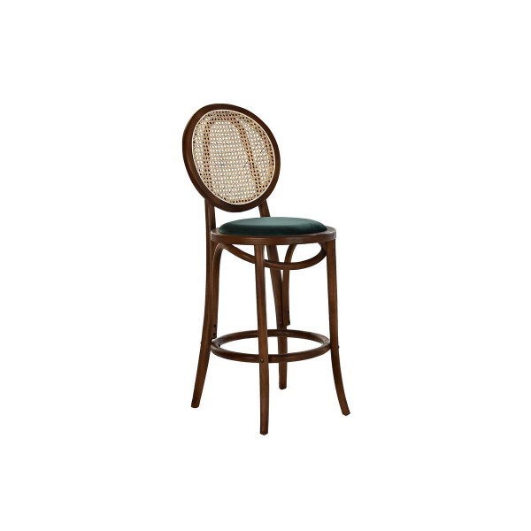 Σκαμπό DKD Home Decor Πράσινο Σκούρο καφέ ρατάν Elm (43 x 43 x 108 cm)