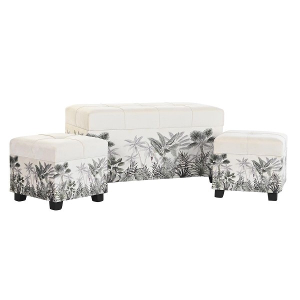Σκαμπό DKD Home Decor   Μαύρο Μπεζ πολυεστέρας Πράσινο Ξύλο MDF (80 x 40 x 43 cm)
