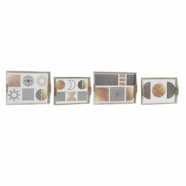 Σετ Δίσκων DKD Home Decor Μαύρο Χρυσό Λευκό 40 x 30 x 6 cm (x2)