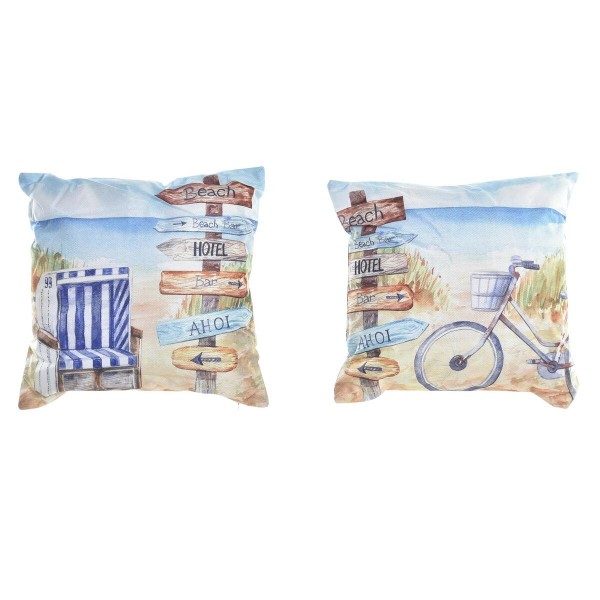 Μαξιλάρι DKD Home Decor Παραλία πολυεστέρας Αλουμίνιο Πολύχρωμο Μεσογείακός (45 x 10 x 45 cm) (x2)