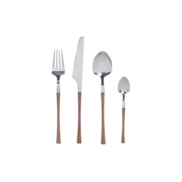 Μαχαιροπίρουνα DKD Home Decor Φυσικό Ασημί Ανοξείδωτο ατσάλι (2,6 x 1 x 23 cm) (16 pcs)