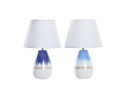 Επιτραπέζιο Φωτιστικό DKD Home Decor 25W Χρυσό Λευκό Ναυτικό Μπλε Δίχρωμα 220 V (25 x 25 x 39 cm) (x2)