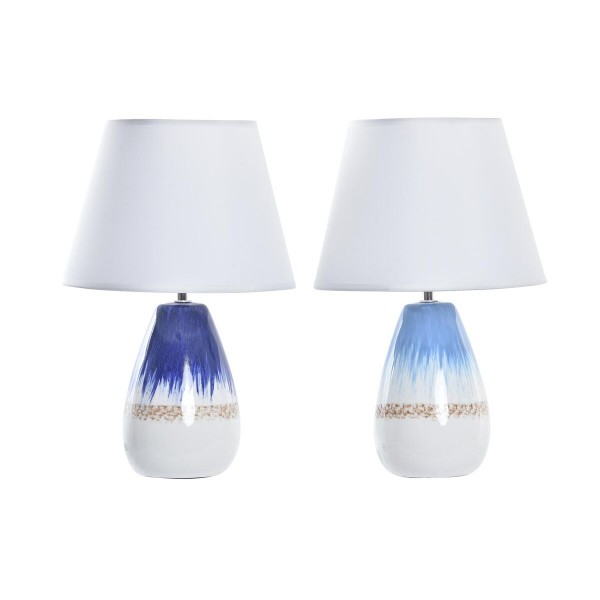 Επιτραπέζιο Φωτιστικό DKD Home Decor 25W Χρυσό Λευκό Ναυτικό Μπλε Δίχρωμα 220 V (25 x 25 x 39 cm) (x2)