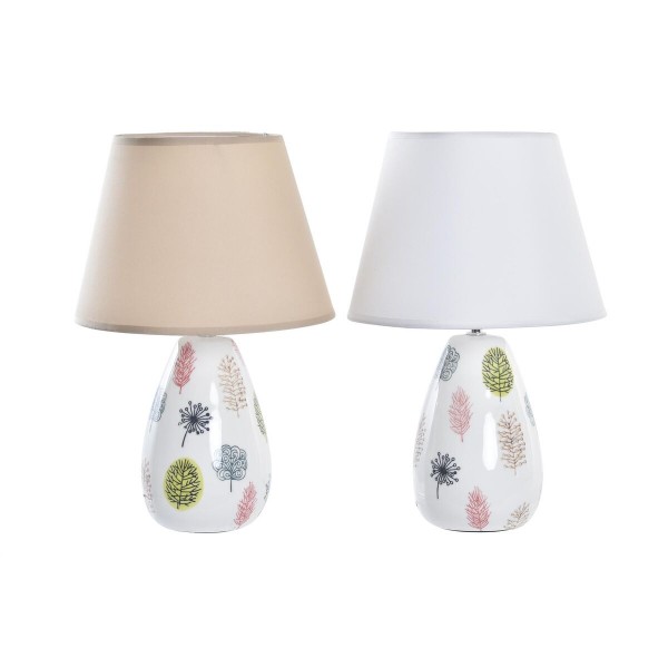 Επιτραπέζιο Φωτιστικό DKD Home Decor 25W Μπεζ Λευκό 220 V Φύλλο φυτού (x2) (27 x 27 x 40 cm)