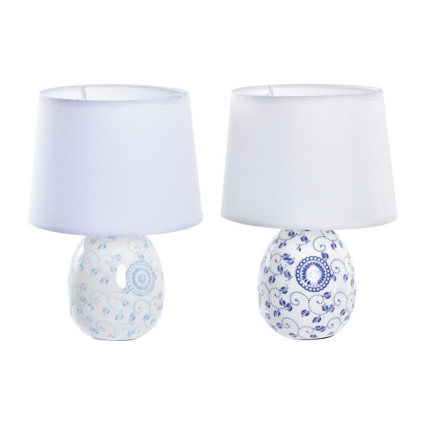 Επιτραπέζιο Φωτιστικό DKD Home Decor 25W Λουλούδι Μπλε Λευκό 220 V Shabby Chic (18 x 18 x 27 cm) (x2)