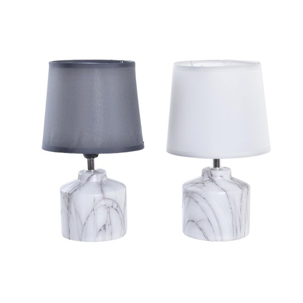 Επιτραπέζιο Φωτιστικό DKD Home Decor 25W Λευκό Σκούρο γκρίζο Μάρμαρο 220 V Σύγχρονη (x2) (14 x 14 x 25 cm)