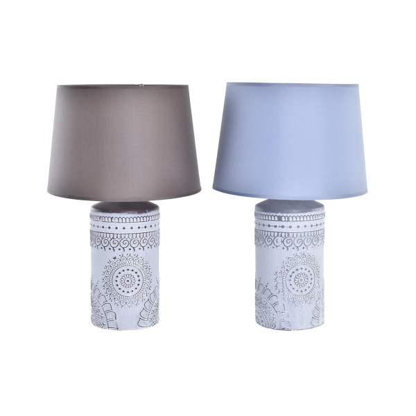 Επιτραπέζιο Φωτιστικό DKD Home Decor Καφέ Λευκό Σκούρο γκρίζο Mandala (x2) (30 x 30 x 47 cm)