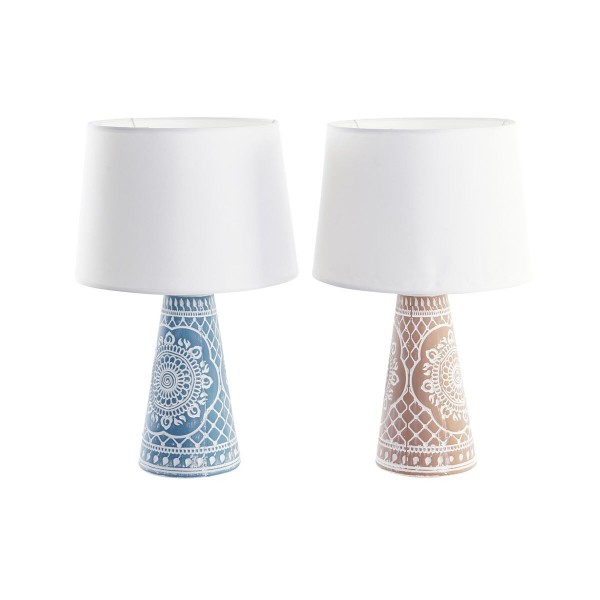 Επιτραπέζιο Φωτιστικό DKD Home Decor Μπλε τερακότα Λευκό 220 V 50 W (x2) (30 x 30 x 47 cm)