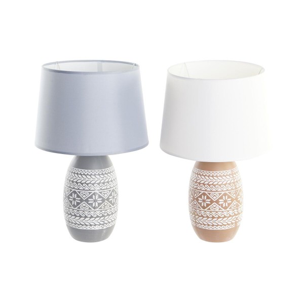 Επιτραπέζιο Φωτιστικό DKD Home Decor Γκρι τερακότα Λευκό 220 V 50 W (30 x 30 x 48 cm) (x2)