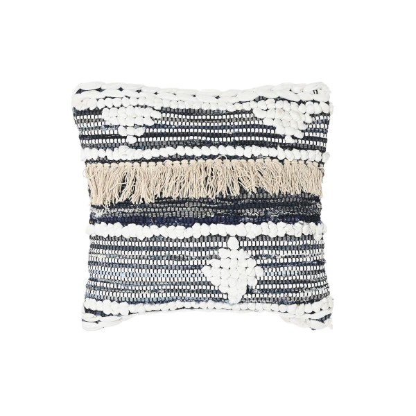 Μαξιλάρι DKD Home Decor Ρίγες Μαύρο πολυεστέρας βαμβάκι Αλουμίνιο Λευκό (45 x 10 x 45 cm)