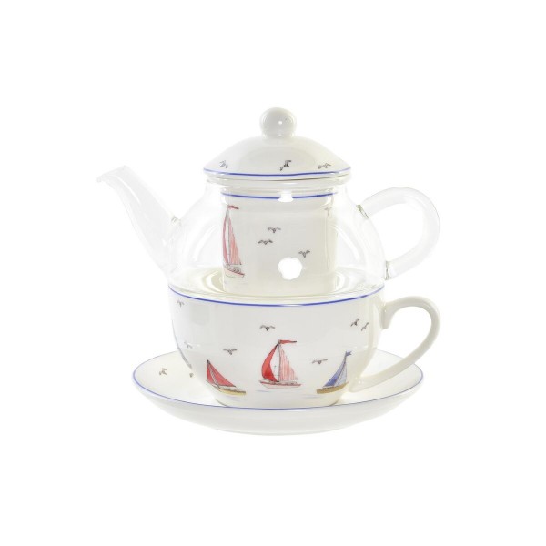 Τσαγιέρα DKD Home Decor Ιστιοπλοϊκά Κρυστάλλινο Πορσελάνη Λευκό (250 ml)