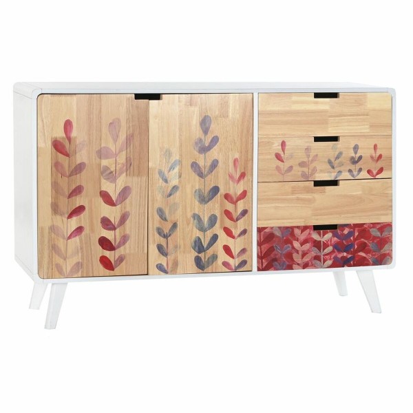 Σκευοθήκη DKD Home Decor Φυσικό ξύλο καουτσούκ Λευκό Μπορντό (120 x 30 x 75 cm)